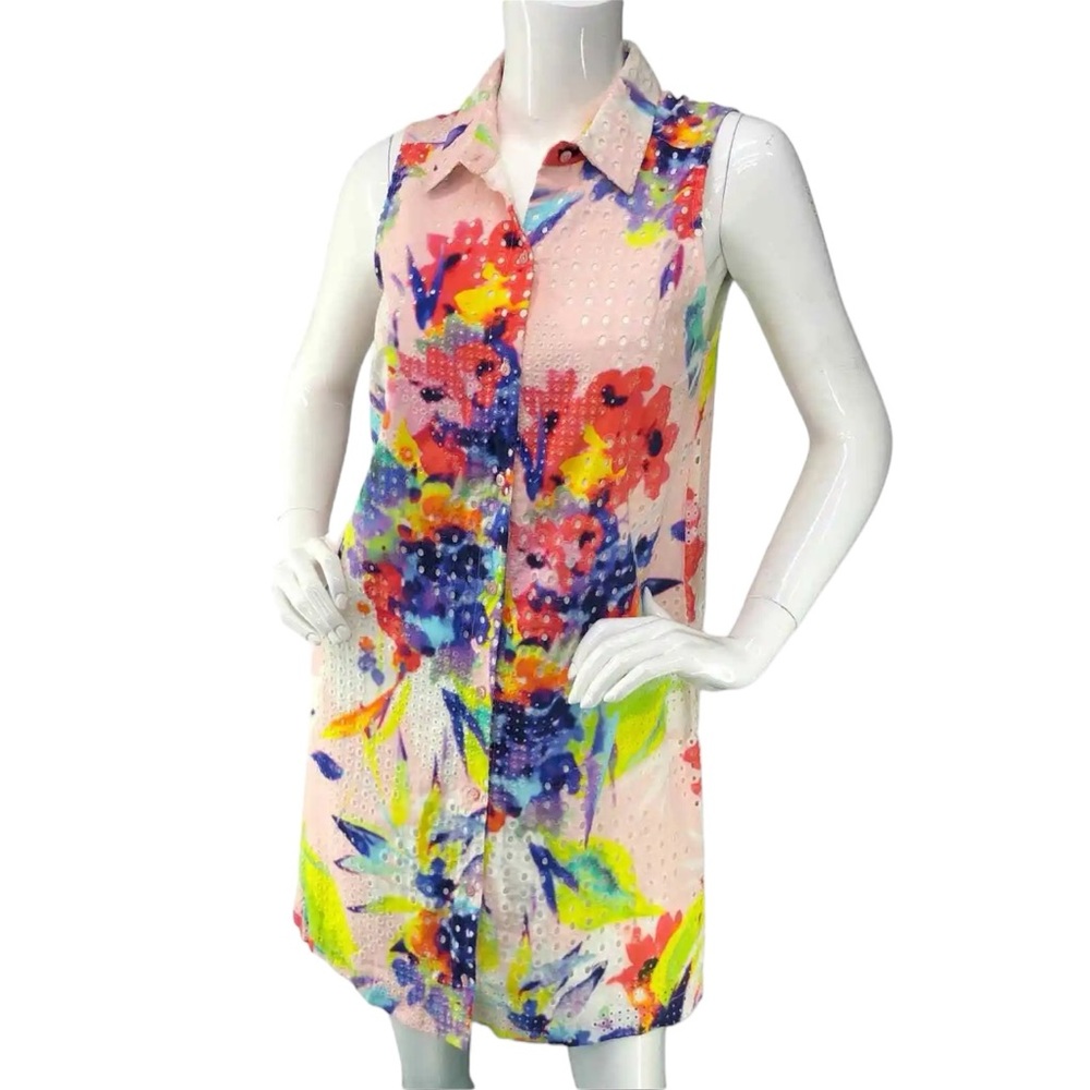 Trina Turk NWT Floral Print Eyelet Dress Womens Size 12 brand new
